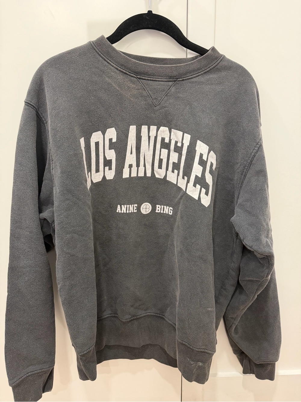 Anine Bing Ramona University Washed Gray 'Los Angeles' Crewneck